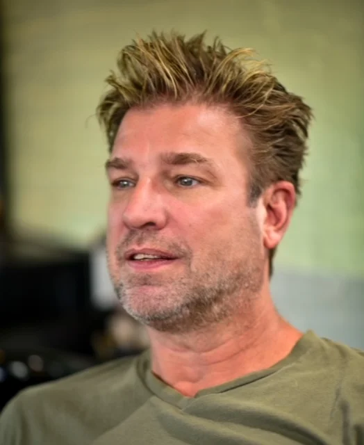 Mike Wood, owner and stylist at The Moxy Fox Salon in Carrboro